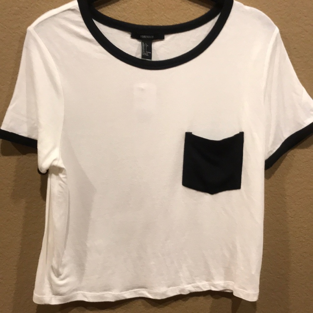 White Crop Top with Black Detailing